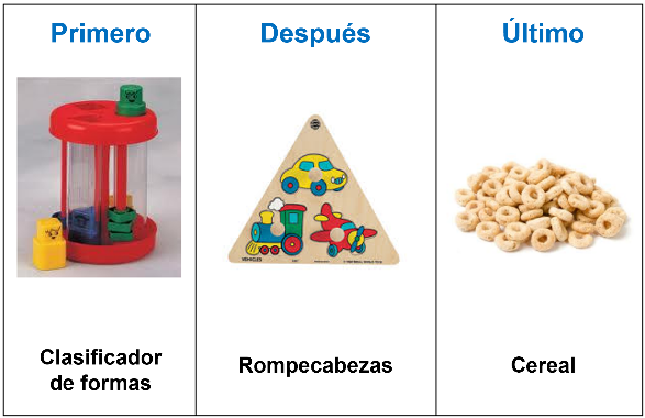 primero clasificador de formas, luego rompecabezas y después cereal